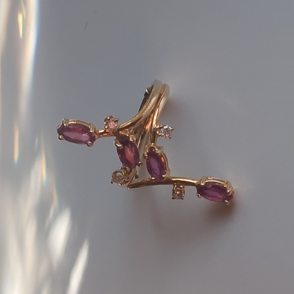Vintage 14K Yellow Gold Pink Sapphire Diamond Ring Size 6.25